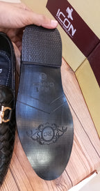 RED CROWN'S PREMIUM QUALITY 100% HANDMADE FORMAL SHOES FOR MEN (BLACK)