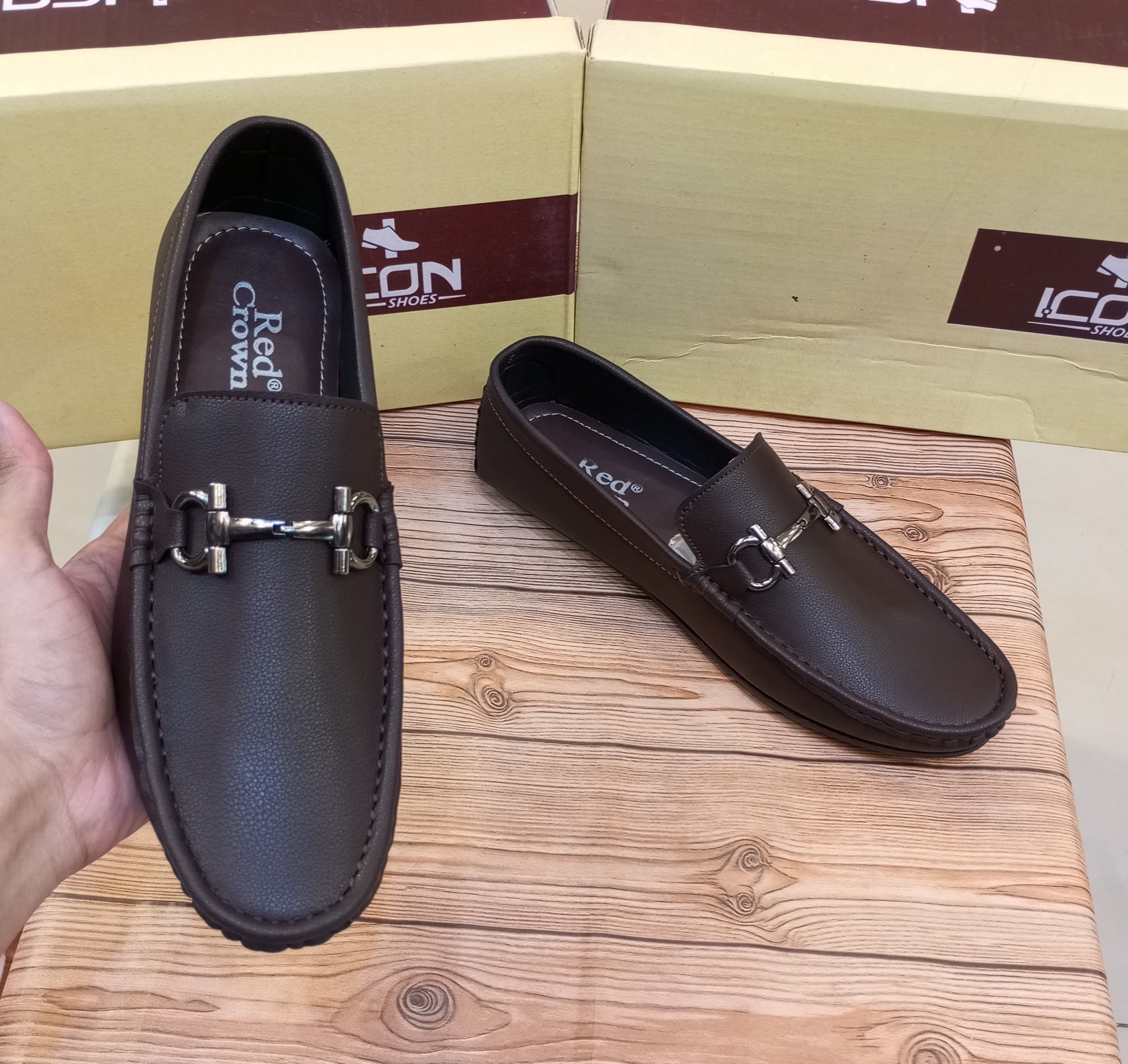 RED CROWN'S PREMIUM QUALITY WRINKLE FREE MOCASSION'S FOR MEN (BROWN)