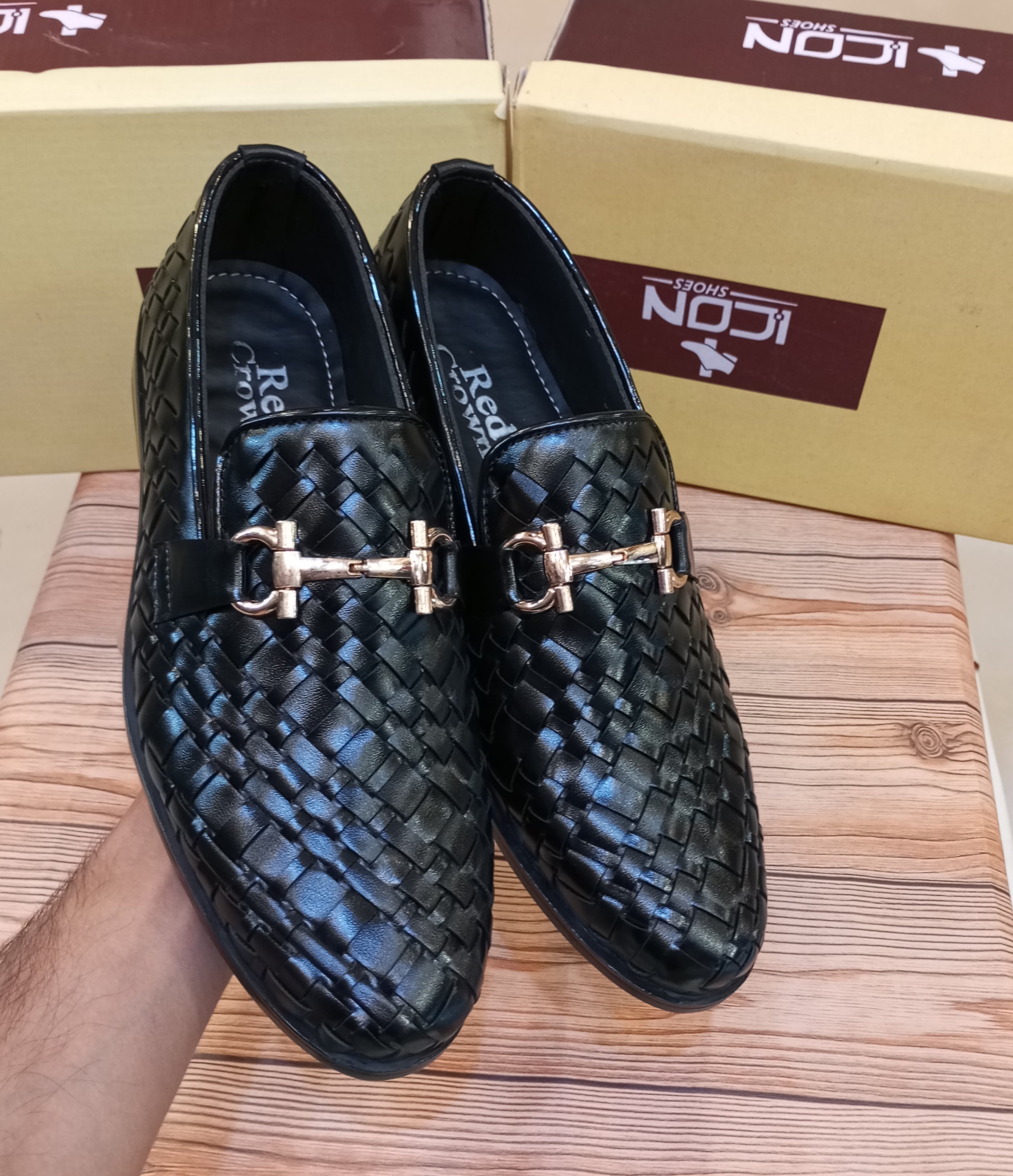 RED CROWN'S PREMIUM QUALITY 100% HANDMADE FORMAL SHOES FOR MEN (BLACK)