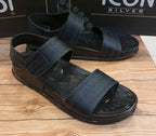 SIMPLE PLAIN DOUBLE  STEP SANDALS FOR MEN    (SHADED BLACK)