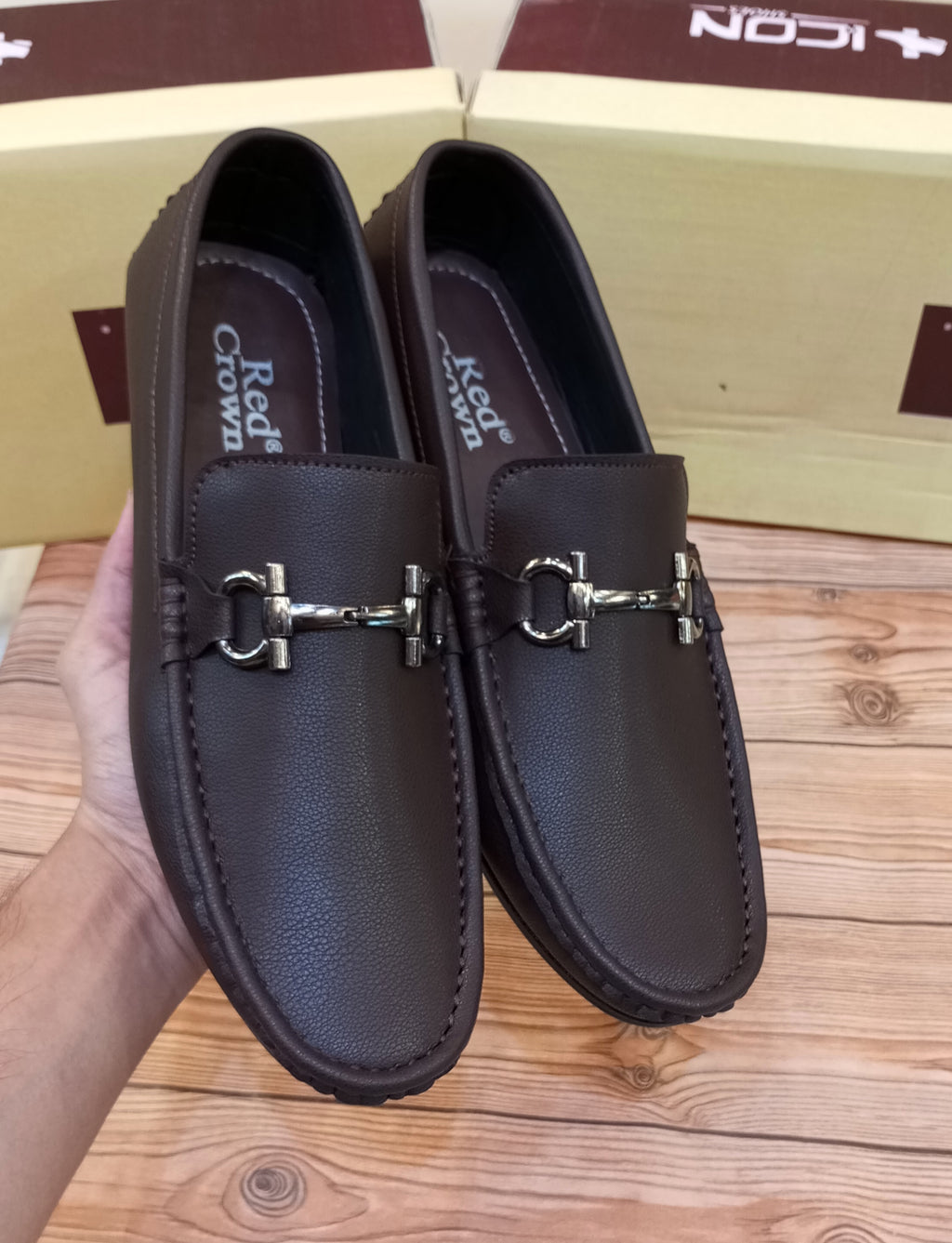 RED CROWN'S PREMIUM QUALITY WRINKLE FREE MOCASSION'S FOR MEN (BROWN)