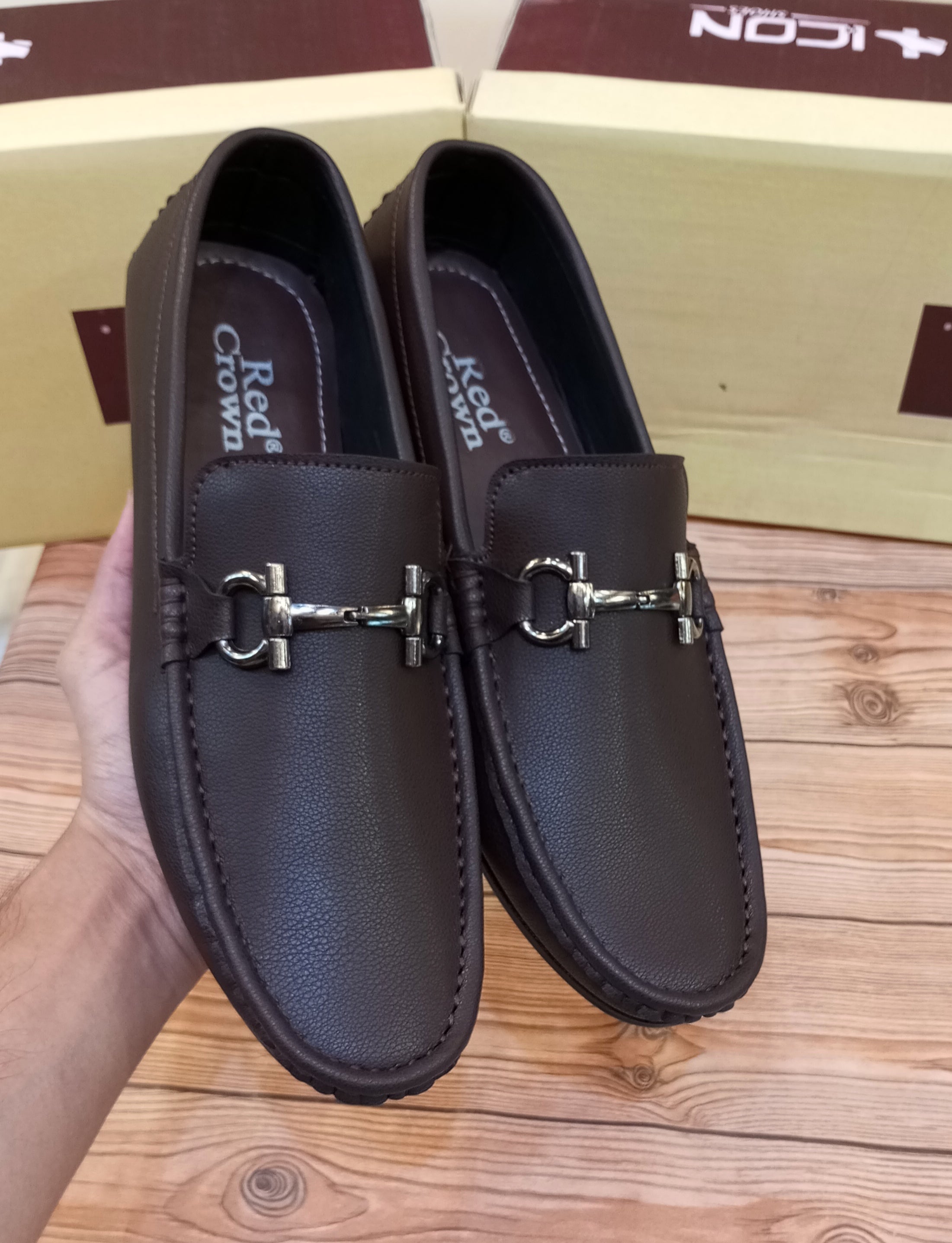RED CROWN'S PREMIUM QUALITY WRINKLE FREE MOCASSION'S FOR MEN (BROWN)