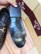 RED CROWN'S PREMIUM QUALITY 100% HANDMADE FORMAL SHOES FOR MEN (BROWN)