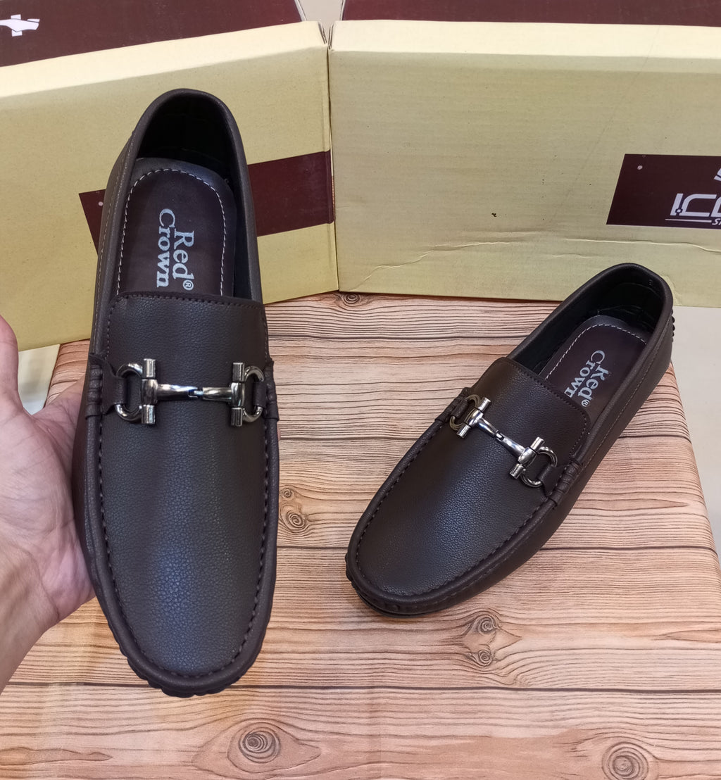 RED CROWN'S PREMIUM QUALITY WRINKLE FREE MOCASSION'S FOR MEN (BROWN)