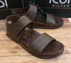 SIMPLE PLAIN DOUBLE STEP SANDALS FOR MEN. (WOODEN BROWN)