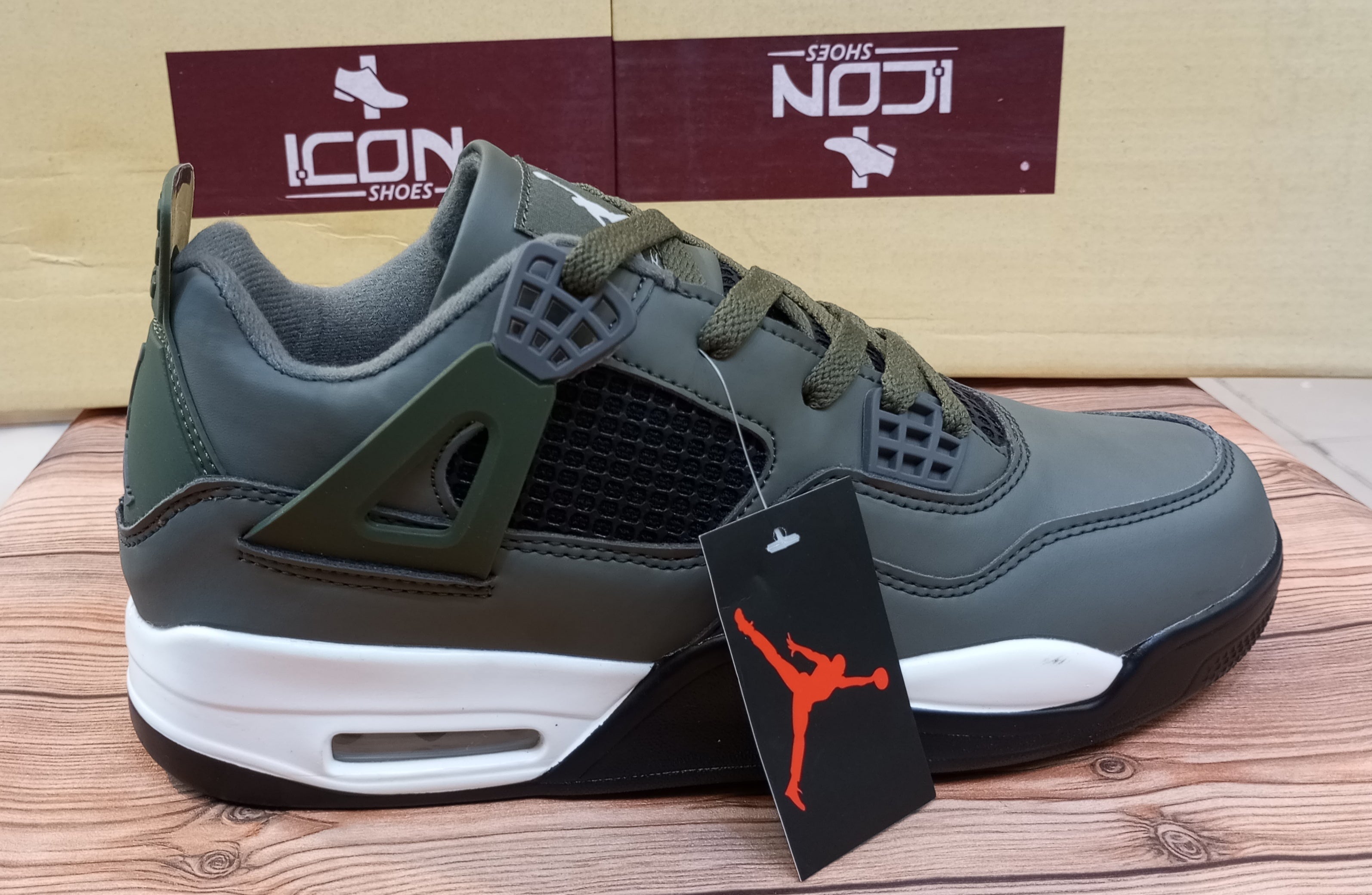 IMPORTED ARMY GREEN JORDAN RETRO 4