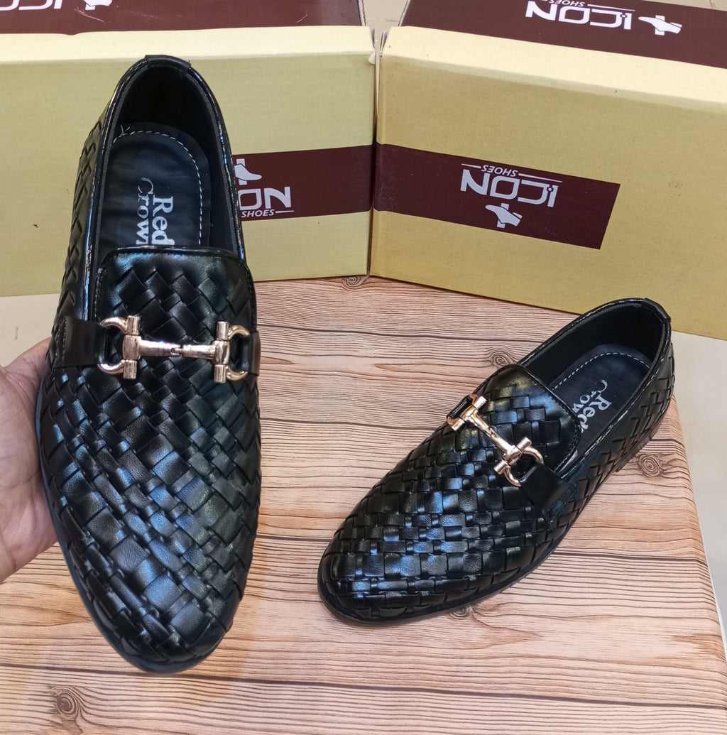 RED CROWN'S PREMIUM QUALITY 100% HANDMADE FORMAL SHOES FOR MEN (BLACK)