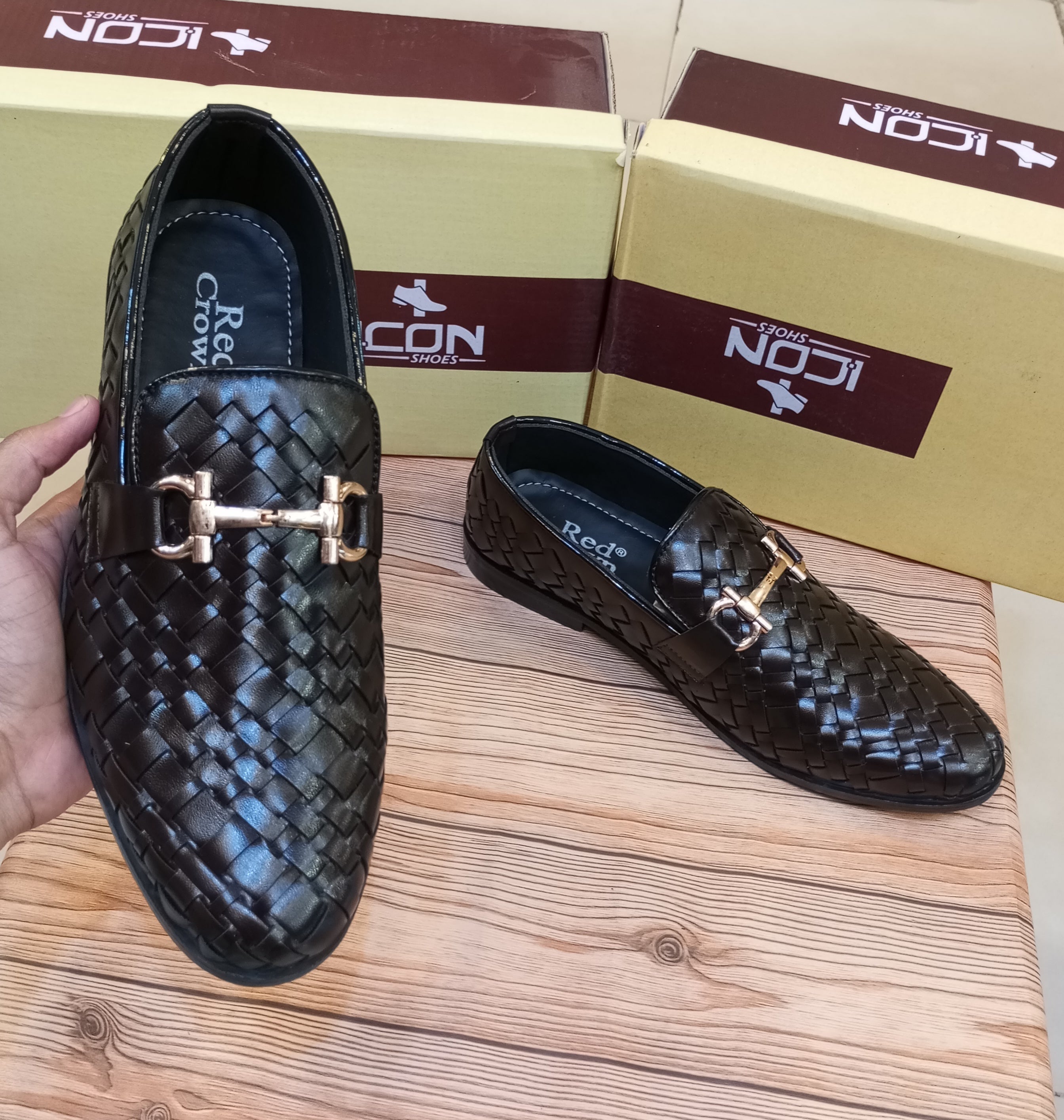 RED CROWN'S PREMIUM QUALITY 100% HANDMADE FORMAL SHOES FOR MEN (BROWN)