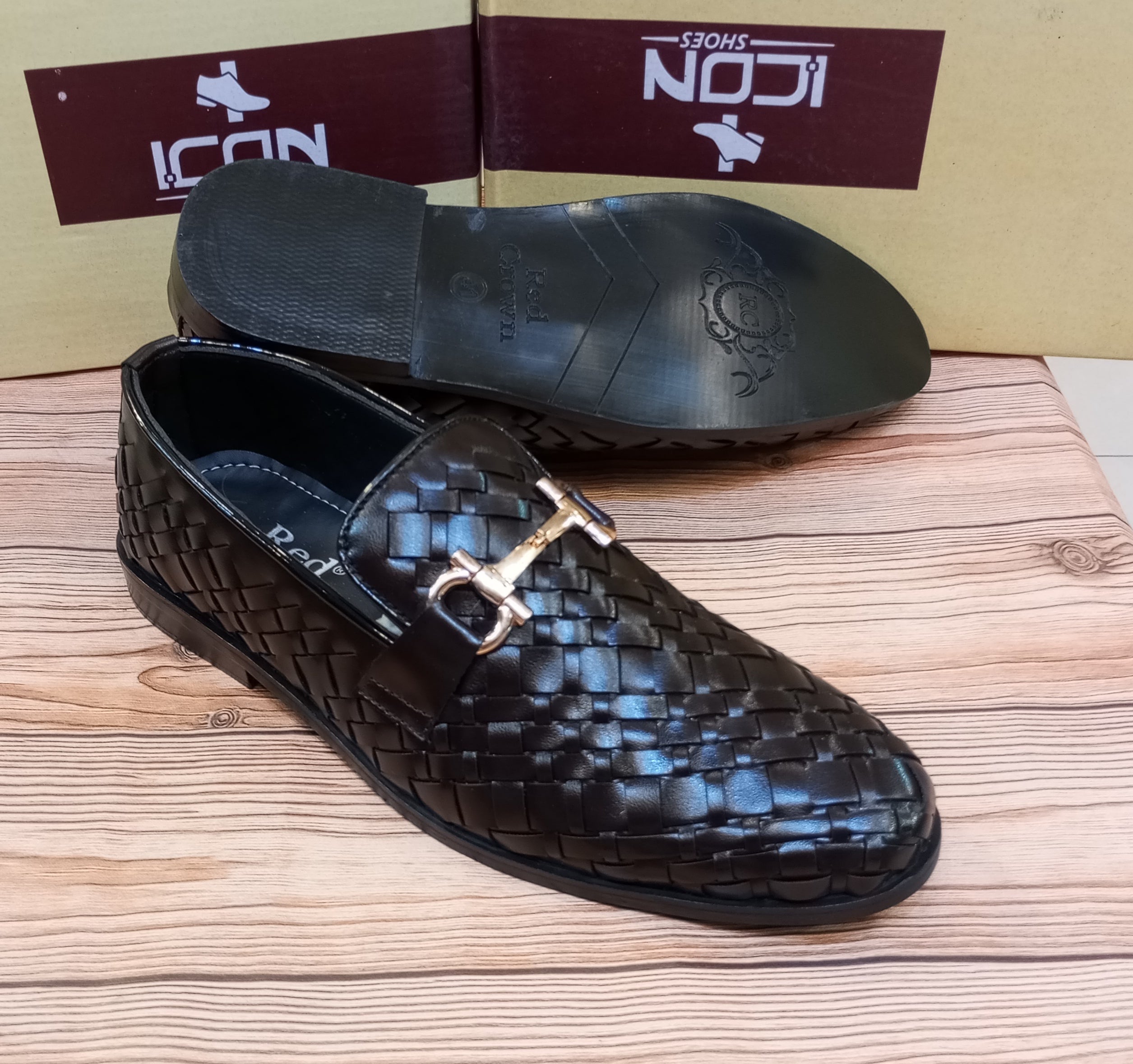 RED CROWN'S PREMIUM QUALITY 100% HANDMADE FORMAL SHOES FOR MEN (BROWN)