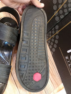 SIMPLE PLAIN DOUBLE  STEP SANDALS FOR MEN    (SHADED BLACK)