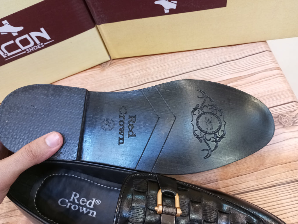 RED CROWN'S PREMIUM QUALITY 100% HANDMADE FORMAL SHOES FOR MEN (BLACK)