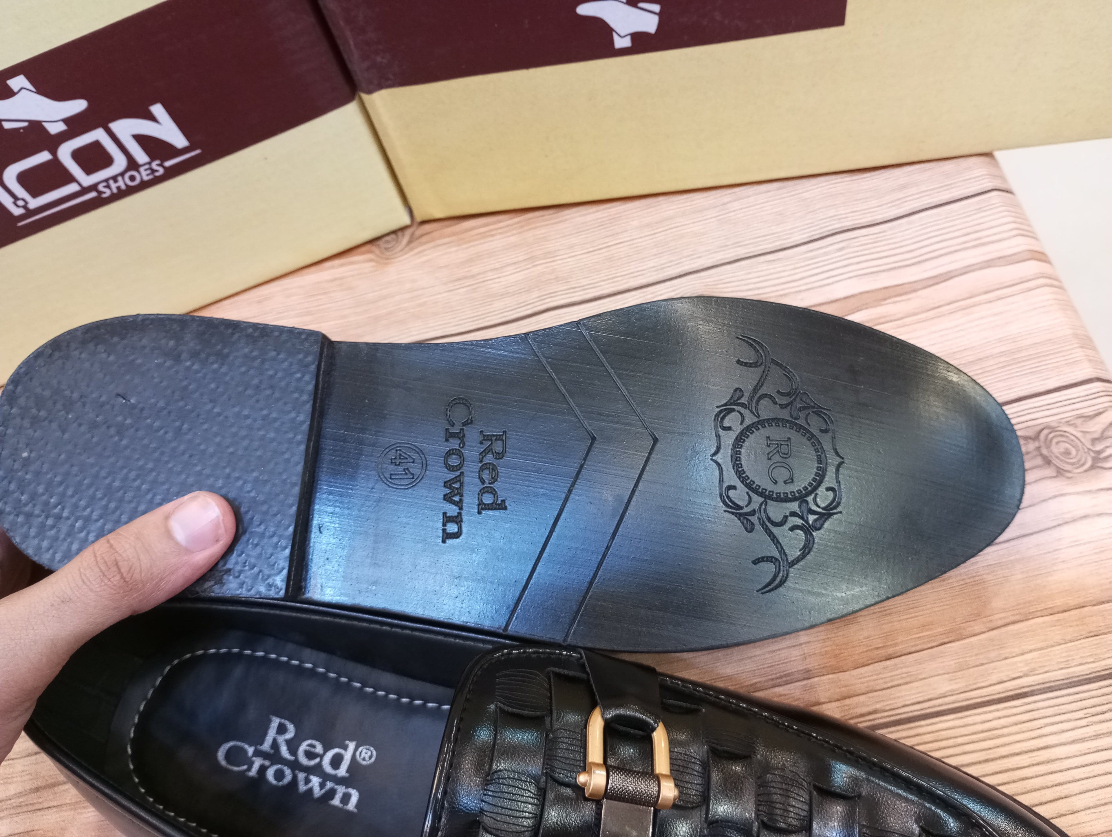 RED CROWN'S PREMIUM QUALITY 100% HANDMADE FORMAL SHOES FOR MEN (BLACK)