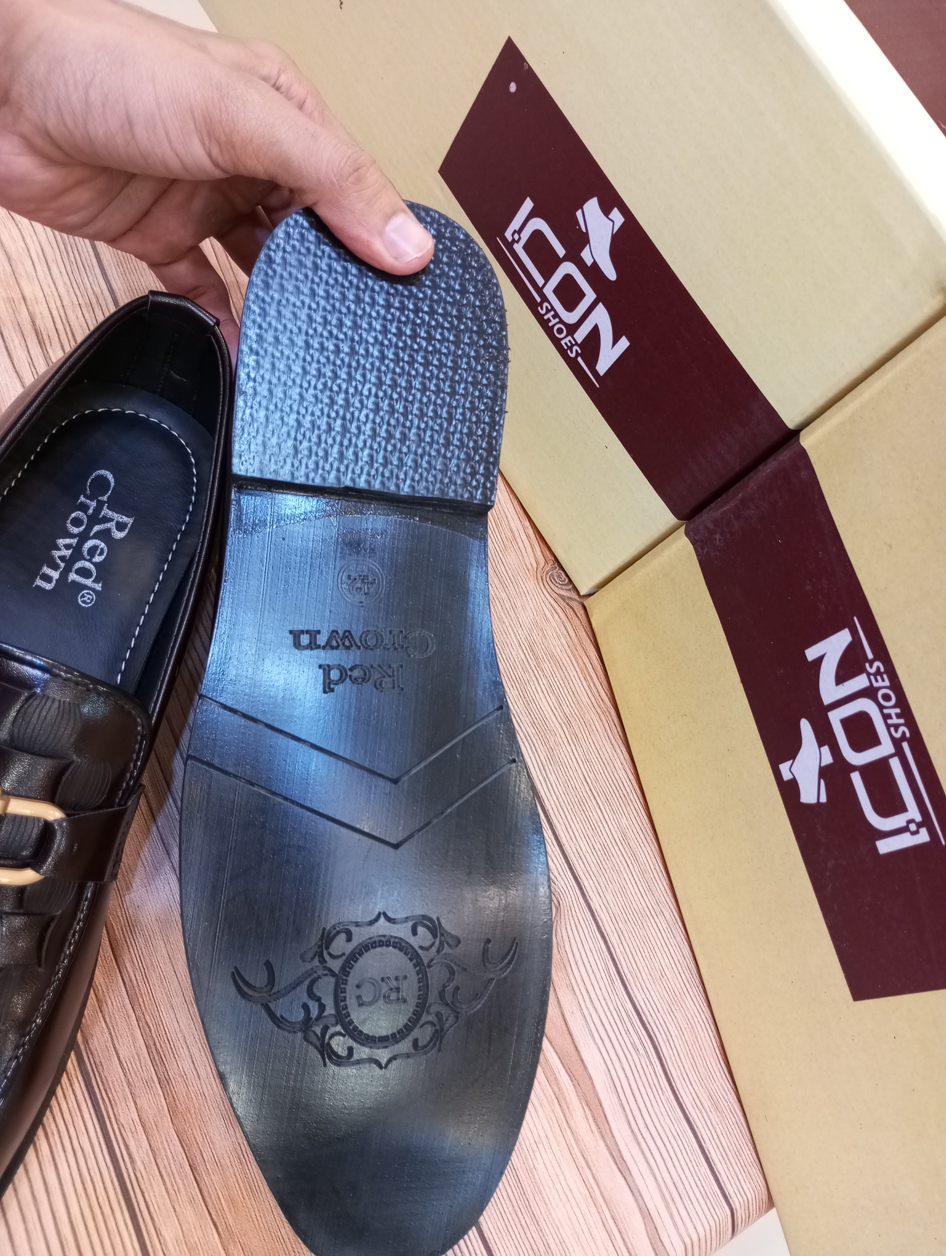 RED CROWN'S PREMIUM QUALITY 100% HANDMADE FORMAL SHOES FOR MEN (BROWN)